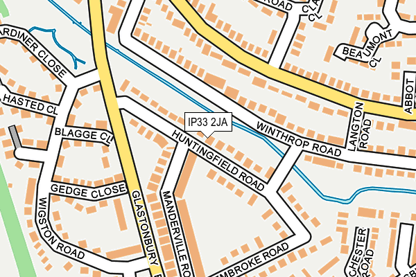 IP33 2JA map - OS OpenMap – Local (Ordnance Survey)