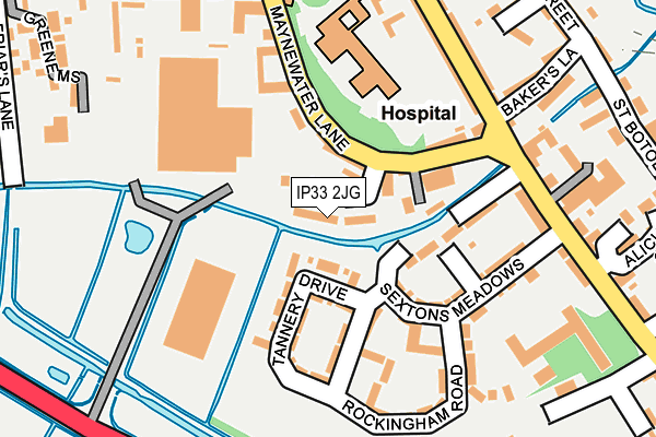 IP33 2JG map - OS OpenMap – Local (Ordnance Survey)