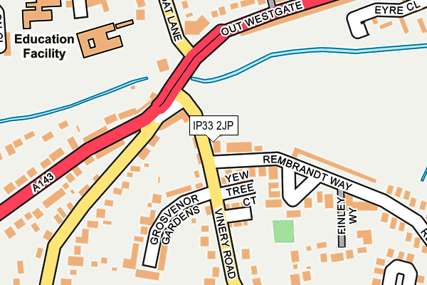 IP33 2JP map - OS OpenMap – Local (Ordnance Survey)