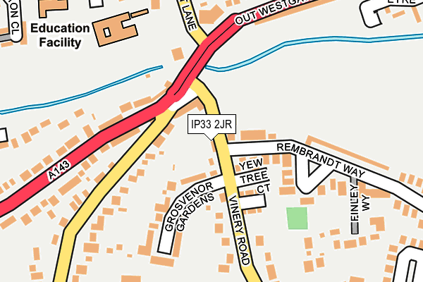 IP33 2JR map - OS OpenMap – Local (Ordnance Survey)