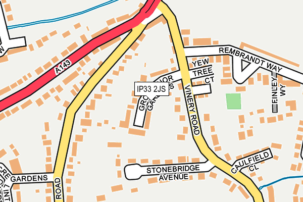 IP33 2JS map - OS OpenMap – Local (Ordnance Survey)