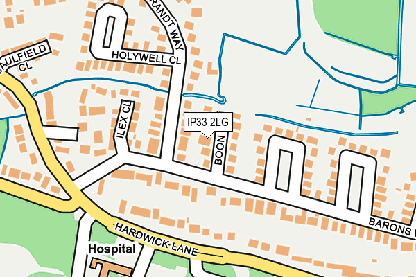 IP33 2LG map - OS OpenMap – Local (Ordnance Survey)