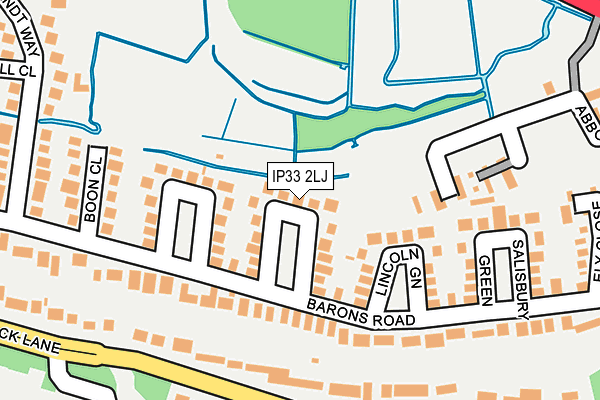 IP33 2LJ map - OS OpenMap – Local (Ordnance Survey)