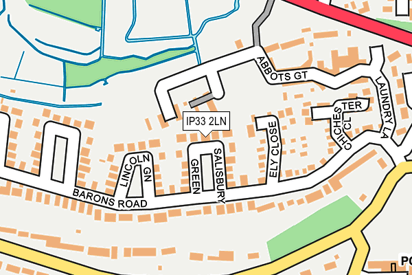 IP33 2LN map - OS OpenMap – Local (Ordnance Survey)