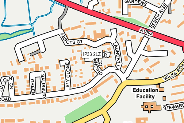 IP33 2LZ map - OS OpenMap – Local (Ordnance Survey)