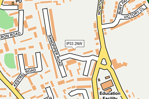 IP33 2NW map - OS OpenMap – Local (Ordnance Survey)