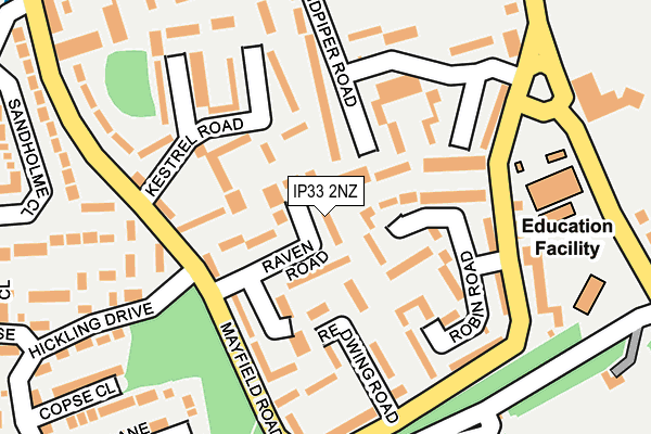 IP33 2NZ map - OS OpenMap – Local (Ordnance Survey)