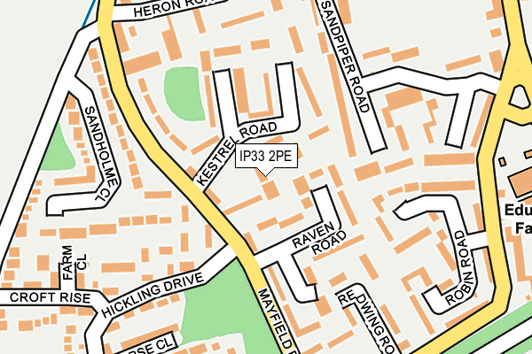 IP33 2PE map - OS OpenMap – Local (Ordnance Survey)