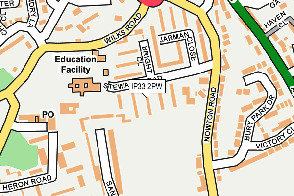 IP33 2PW map - OS OpenMap – Local (Ordnance Survey)