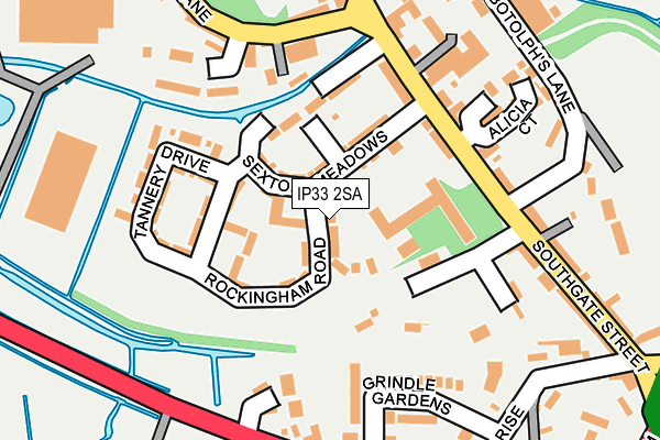 IP33 2SA map - OS OpenMap – Local (Ordnance Survey)
