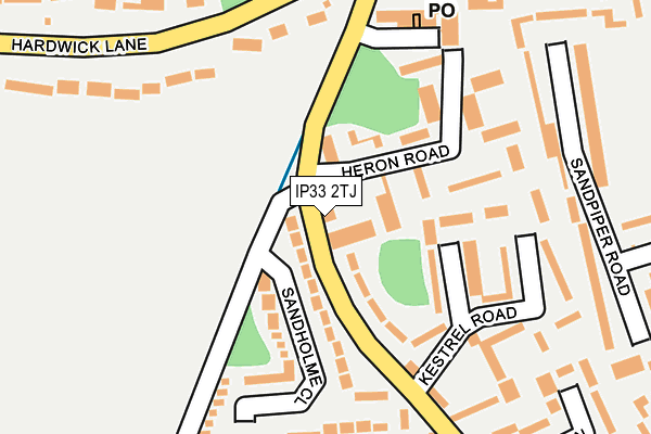 IP33 2TJ map - OS OpenMap – Local (Ordnance Survey)