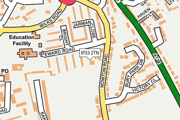 IP33 2TN map - OS OpenMap – Local (Ordnance Survey)