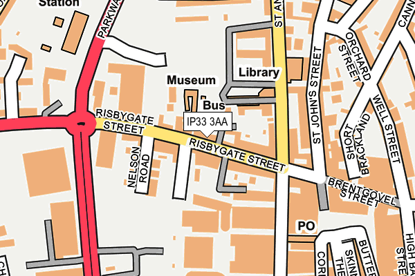 IP33 3AA map - OS OpenMap – Local (Ordnance Survey)