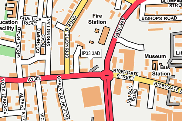 IP33 3AD map - OS OpenMap – Local (Ordnance Survey)