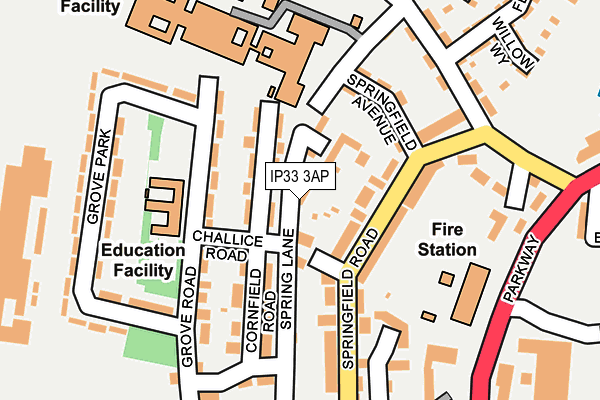 IP33 3AP map - OS OpenMap – Local (Ordnance Survey)