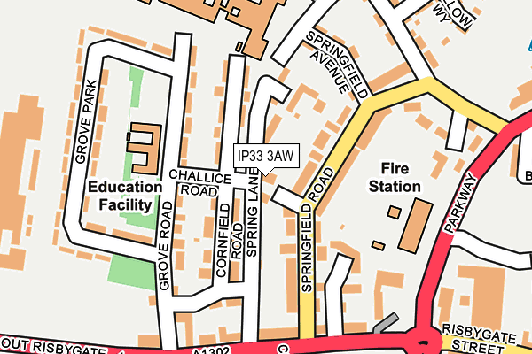 IP33 3AW map - OS OpenMap – Local (Ordnance Survey)