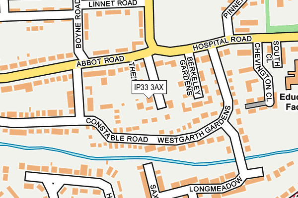 IP33 3AX map - OS OpenMap – Local (Ordnance Survey)