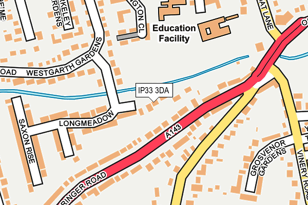 IP33 3DA map - OS OpenMap – Local (Ordnance Survey)