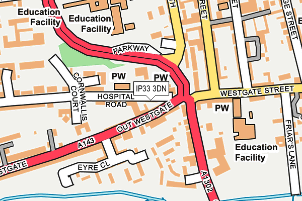 IP33 3DN map - OS OpenMap – Local (Ordnance Survey)