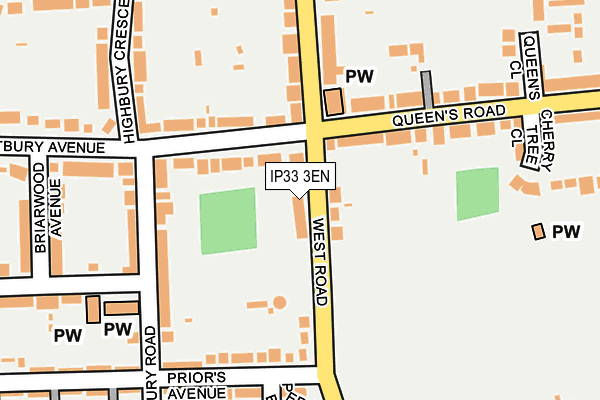 IP33 3EN map - OS OpenMap – Local (Ordnance Survey)