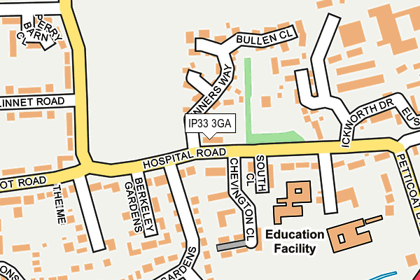 IP33 3GA map - OS OpenMap – Local (Ordnance Survey)