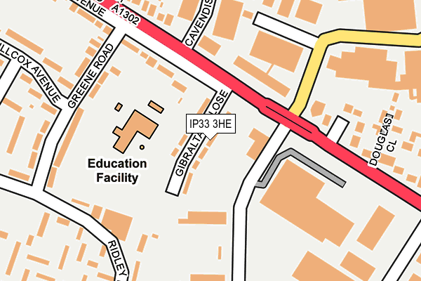 IP33 3HE map - OS OpenMap – Local (Ordnance Survey)