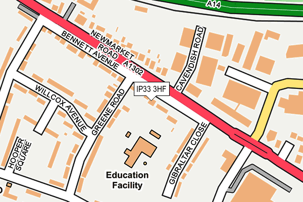 IP33 3HF map - OS OpenMap – Local (Ordnance Survey)