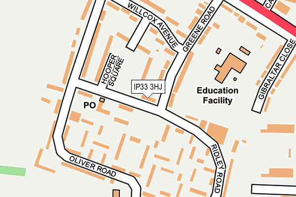 IP33 3HJ map - OS OpenMap – Local (Ordnance Survey)