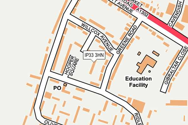 IP33 3HN map - OS OpenMap – Local (Ordnance Survey)