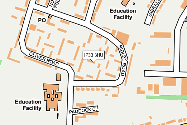 IP33 3HU map - OS OpenMap – Local (Ordnance Survey)