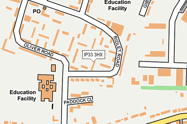 IP33 3HX map - OS OpenMap – Local (Ordnance Survey)