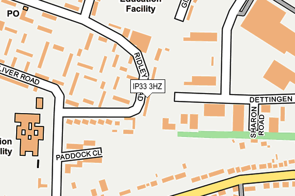 IP33 3HZ map - OS OpenMap – Local (Ordnance Survey)