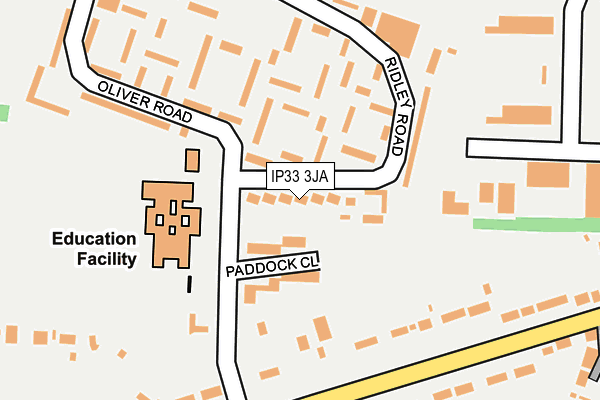 IP33 3JA map - OS OpenMap – Local (Ordnance Survey)