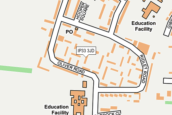 IP33 3JD map - OS OpenMap – Local (Ordnance Survey)
