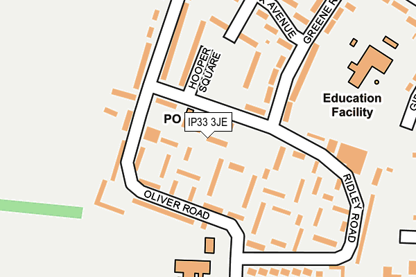 IP33 3JE map - OS OpenMap – Local (Ordnance Survey)