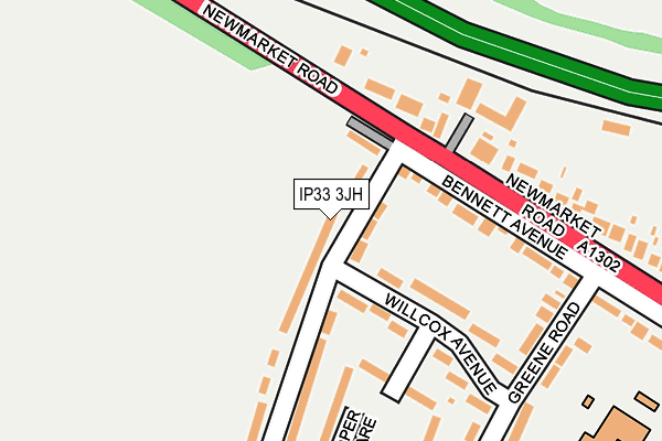 IP33 3JH map - OS OpenMap – Local (Ordnance Survey)