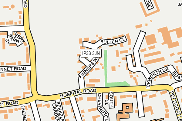 IP33 3JN map - OS OpenMap – Local (Ordnance Survey)