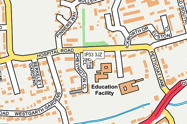 IP33 3JZ map - OS OpenMap – Local (Ordnance Survey)