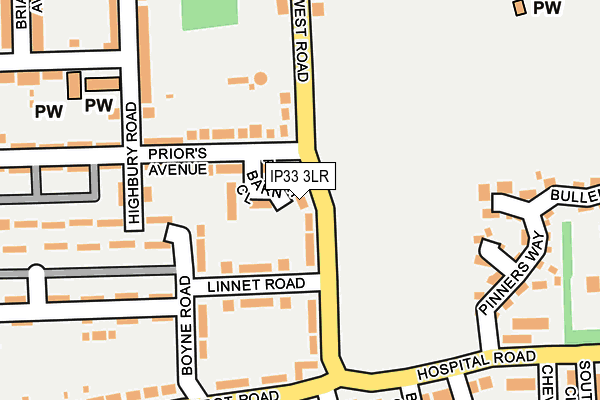 IP33 3LR map - OS OpenMap – Local (Ordnance Survey)