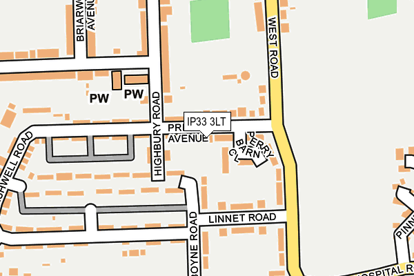 IP33 3LT map - OS OpenMap – Local (Ordnance Survey)