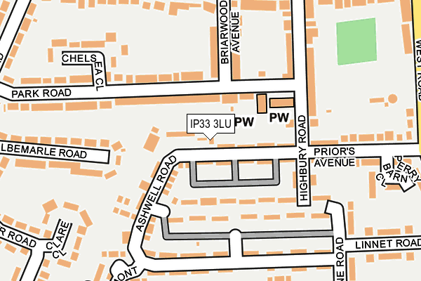 IP33 3LU map - OS OpenMap – Local (Ordnance Survey)