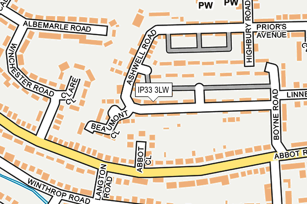 IP33 3LW map - OS OpenMap – Local (Ordnance Survey)