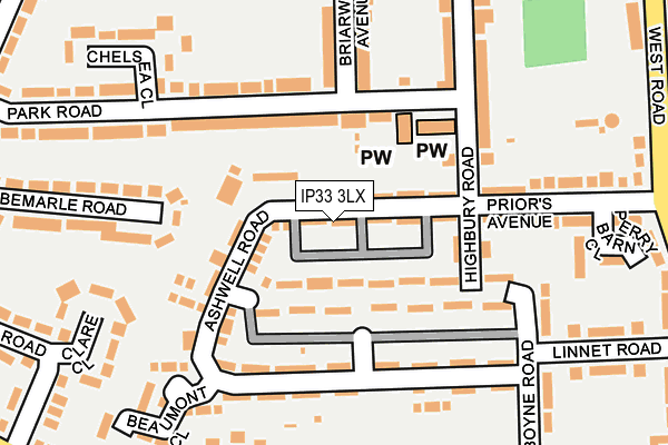 IP33 3LX map - OS OpenMap – Local (Ordnance Survey)