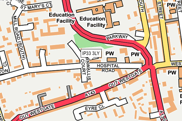 IP33 3LY map - OS OpenMap – Local (Ordnance Survey)