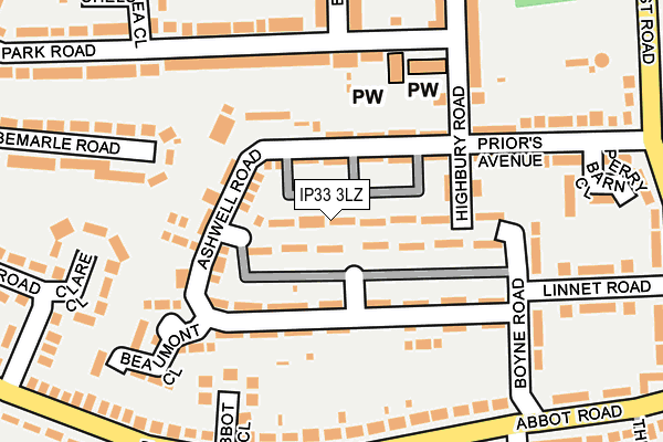 IP33 3LZ map - OS OpenMap – Local (Ordnance Survey)