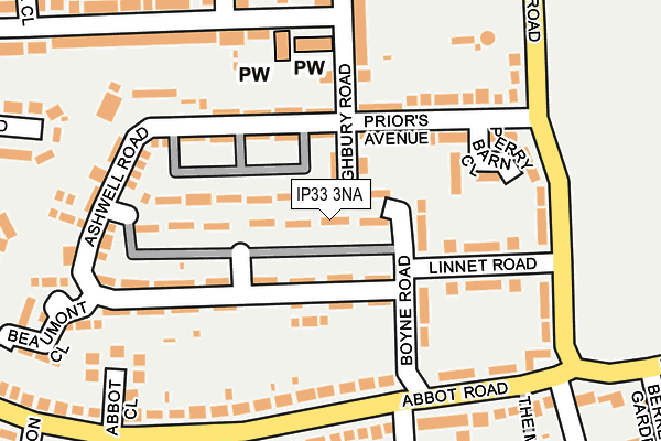 IP33 3NA map - OS OpenMap – Local (Ordnance Survey)