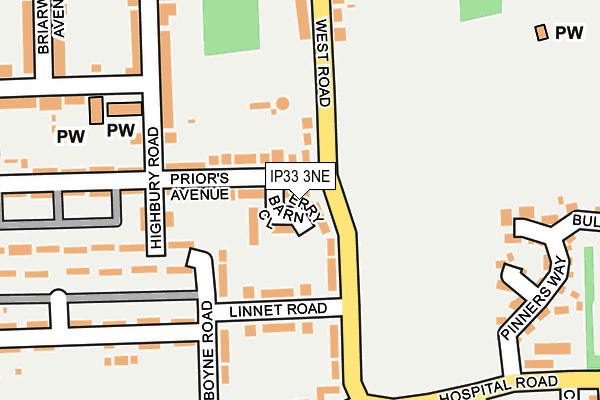 IP33 3NE map - OS OpenMap – Local (Ordnance Survey)