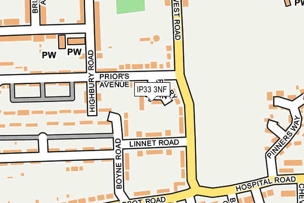 IP33 3NF map - OS OpenMap – Local (Ordnance Survey)