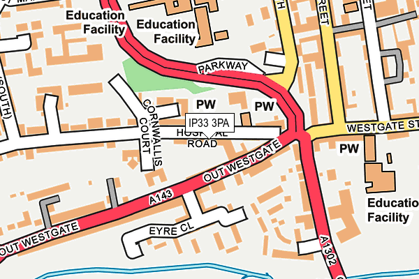 IP33 3PA map - OS OpenMap – Local (Ordnance Survey)