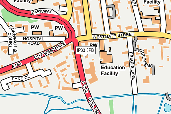 IP33 3PB map - OS OpenMap – Local (Ordnance Survey)